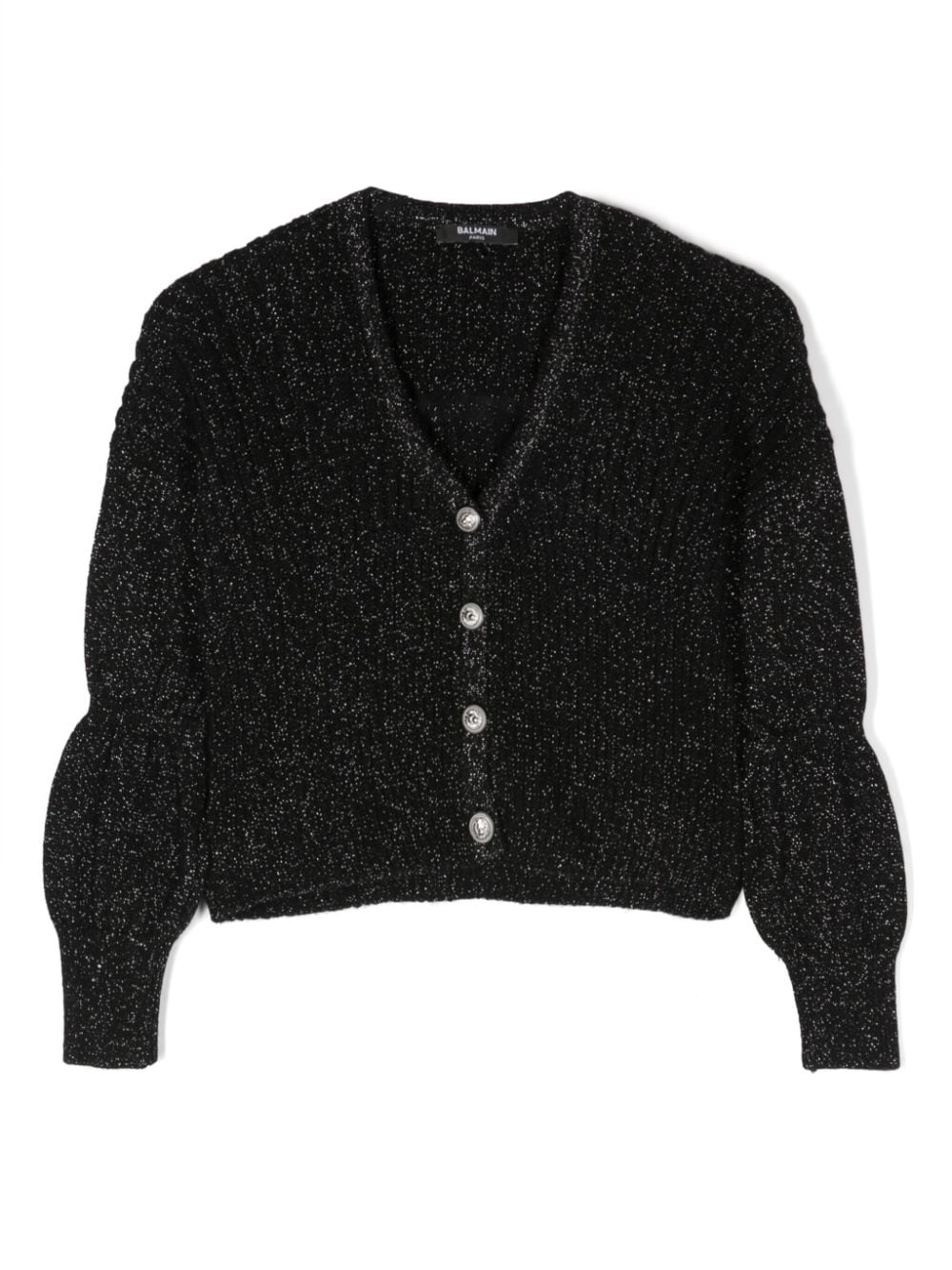 Balmain Kids V-neck metallic-threading cardigan - Black von Balmain Kids