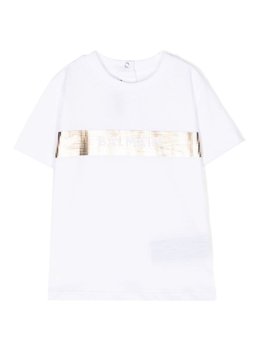 Balmain Kids appliqué-detail cotton T-shirt - White von Balmain Kids