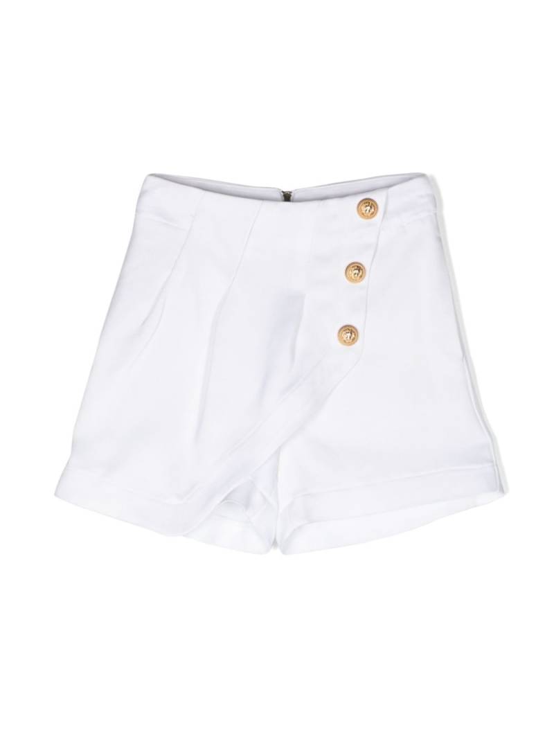 Balmain Kids asymmetric draped-panel shorts - White von Balmain Kids