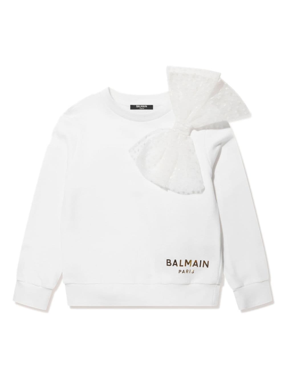 Balmain Kids bow-embellished cotton sweatshirt - White von Balmain Kids