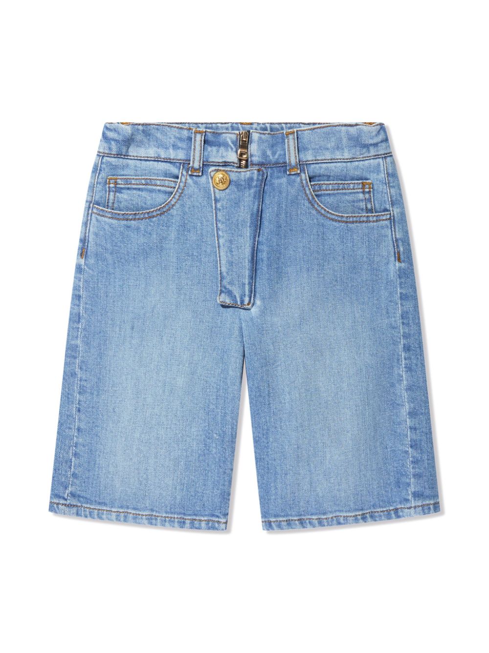 Balmain Kids button-embellished denim shorts - Blue von Balmain Kids