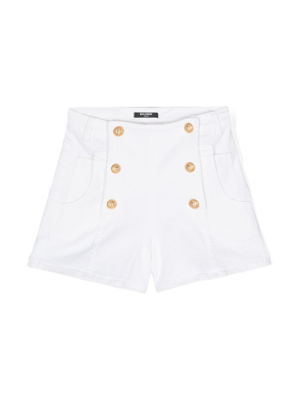 Balmain Kids button-embellished denim shorts - White von Balmain Kids