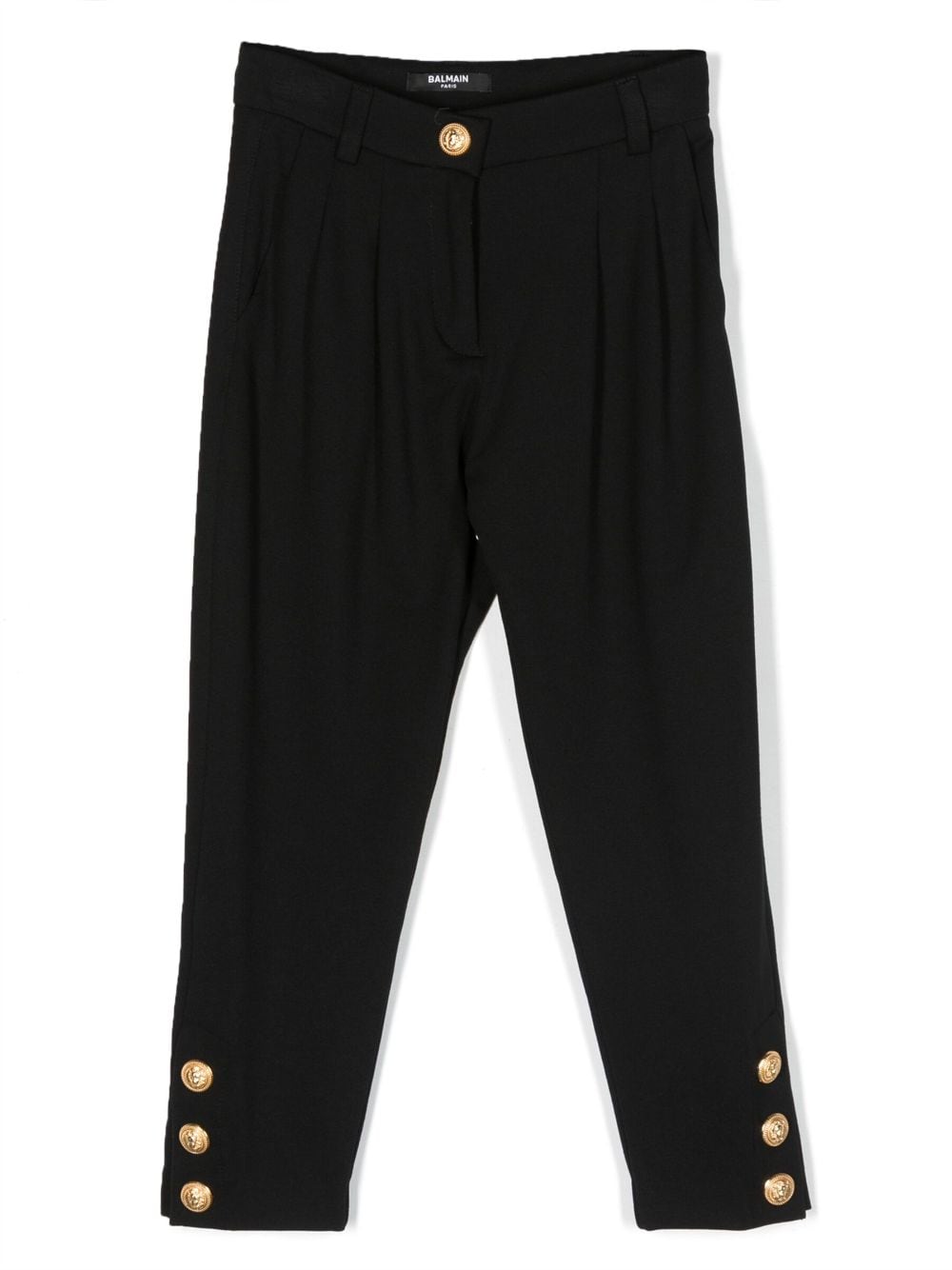 Balmain Kids buttoned-cuff high-waisted trousers - Black von Balmain Kids