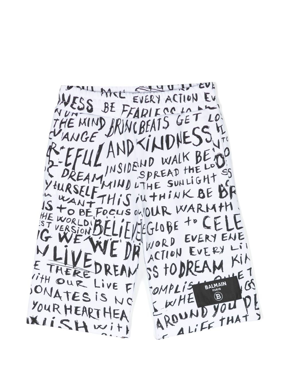 Balmain Kids cotton graphic-print knee shorts - White von Balmain Kids