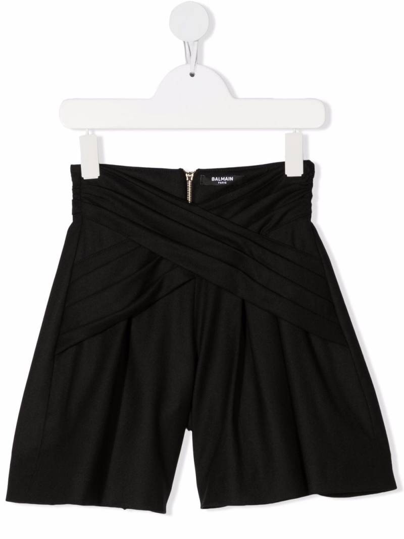 Balmain Kids cross-over gathered shorts - Black von Balmain Kids