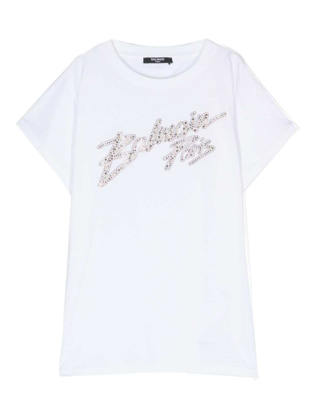 Balmain Kids crystal-embellished logo T-shirt - White von Balmain Kids