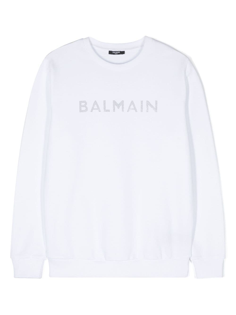 Balmain Kids crystal-embellished logo sweatshirt - White von Balmain Kids