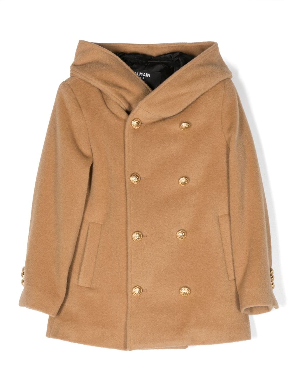 Balmain Kids double-breasted hooded wool coat - Neutrals von Balmain Kids