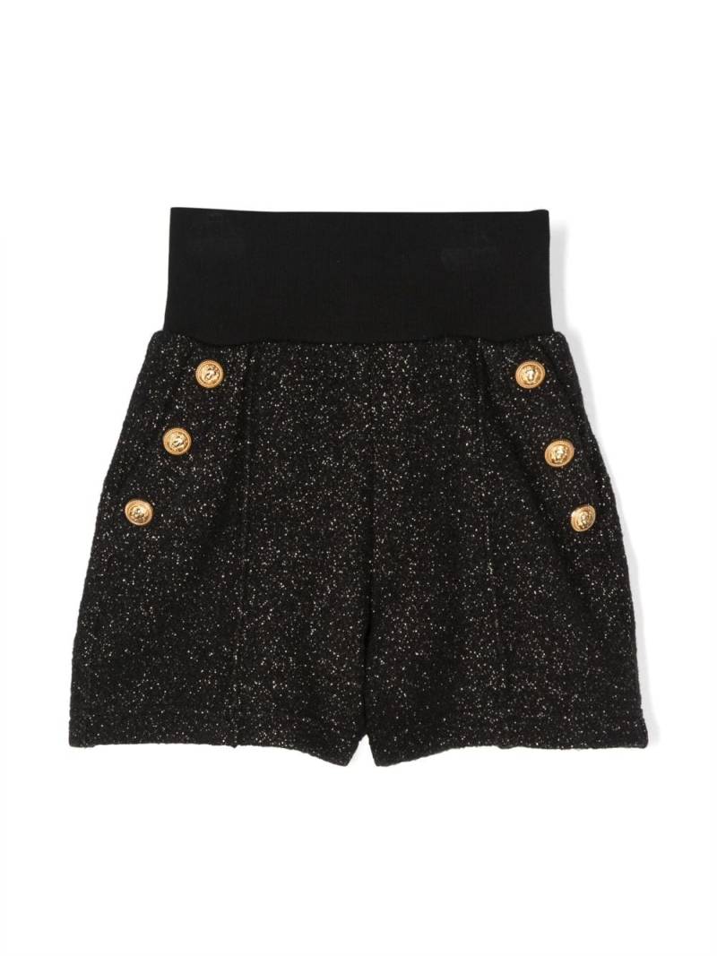 Balmain Kids elasticated-waistband straight-leg shorts - Black von Balmain Kids