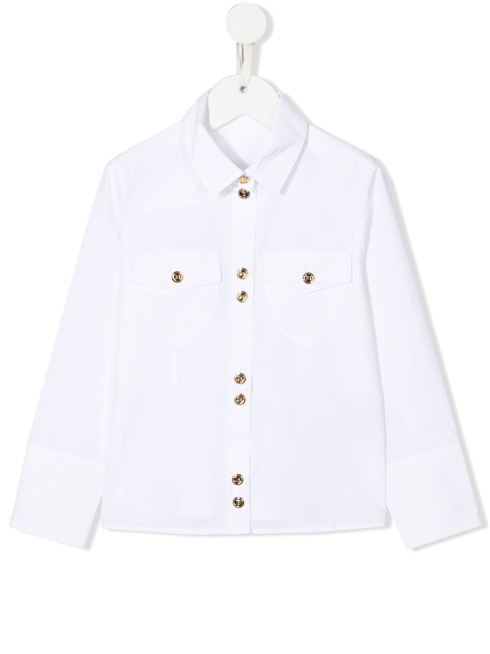 Balmain Kids embossed-button long-sleeve shirt - White von Balmain Kids