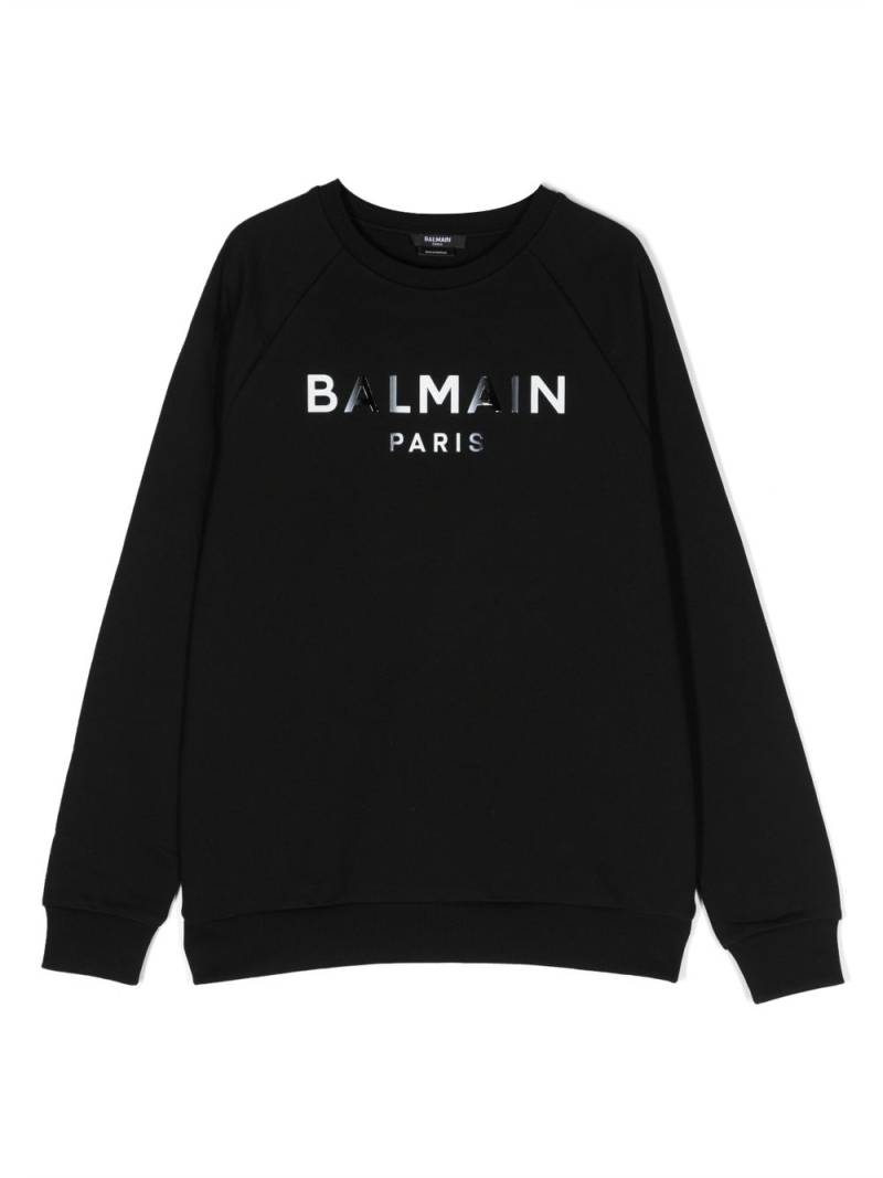 Balmain Kids embossed-logo cotton sweatshirt - Black von Balmain Kids