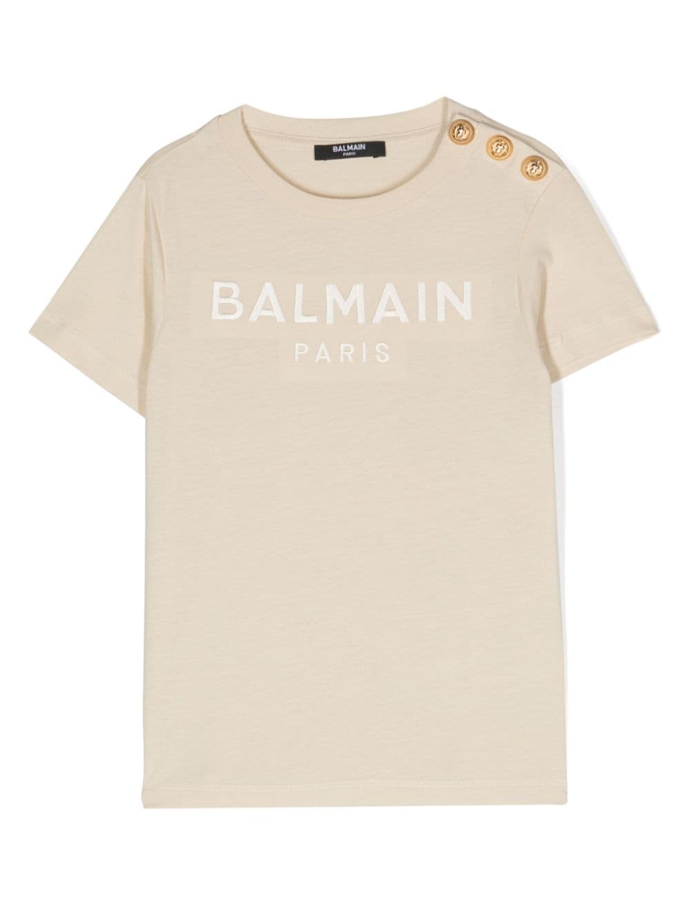 Balmain Kids embroidered-logo cotton T-shirt - Neutrals von Balmain Kids