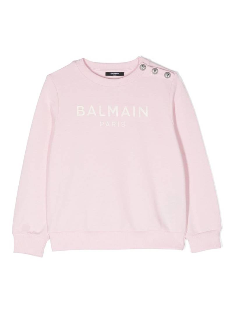 Balmain Kids embroidered-logo cotton sweatshirt - Pink von Balmain Kids