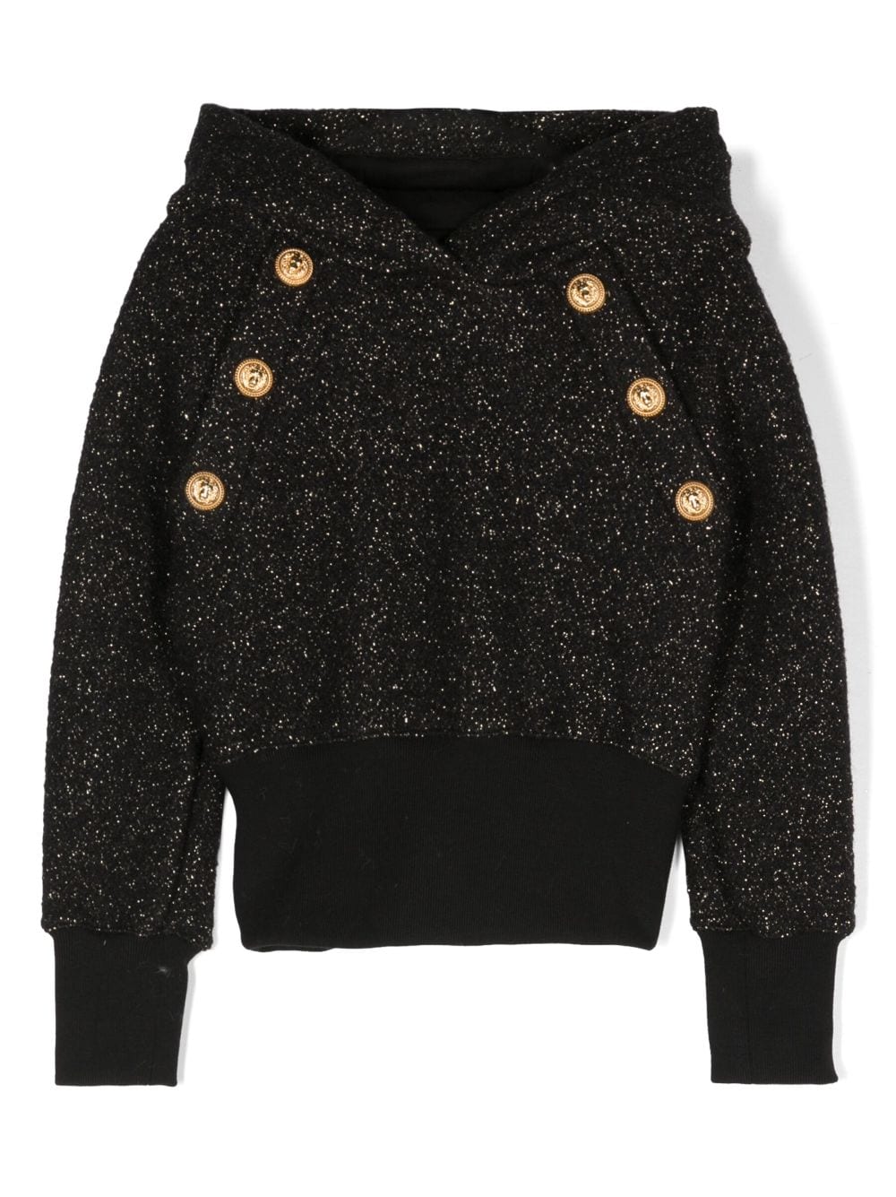 Balmain Kids glitter-detail wool-blend hoodie - Black von Balmain Kids