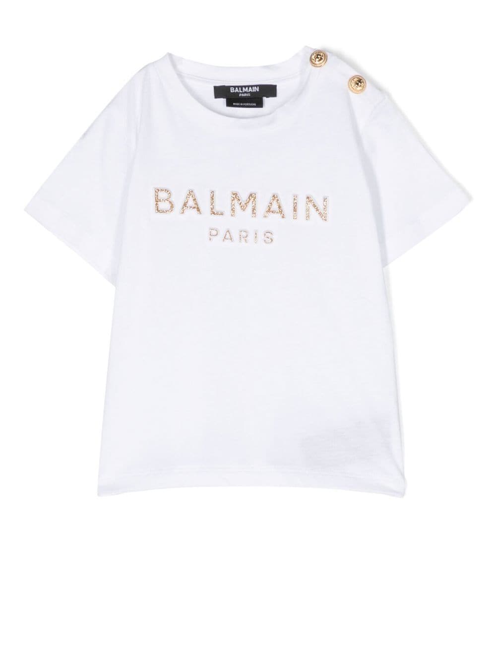 Balmain Kids glitter-logo cotton T-shirt - White von Balmain Kids