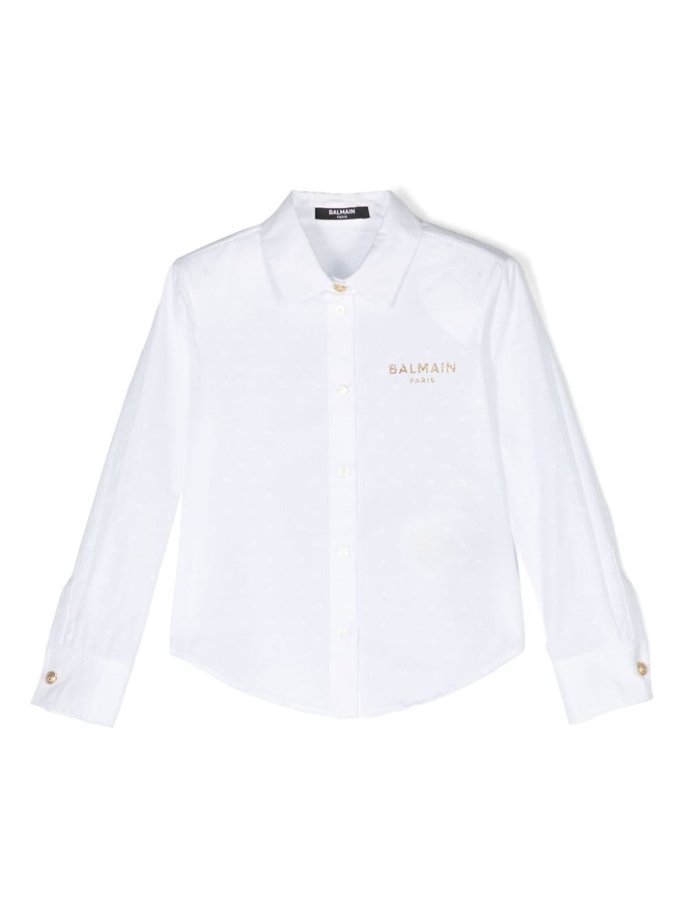 Balmain Kids glittery-logo full-jacquard shirt - White von Balmain Kids