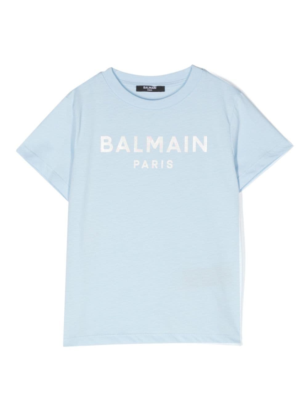 Balmain Kids holographic-logo T-shirt - Blue von Balmain Kids