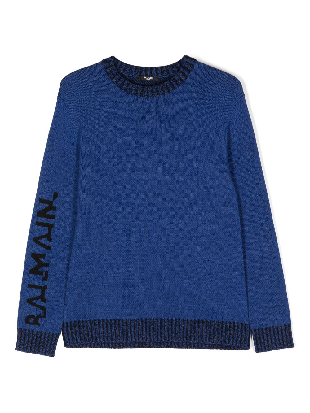 Balmain Kids intarsia-knit logo jumper - Blue von Balmain Kids