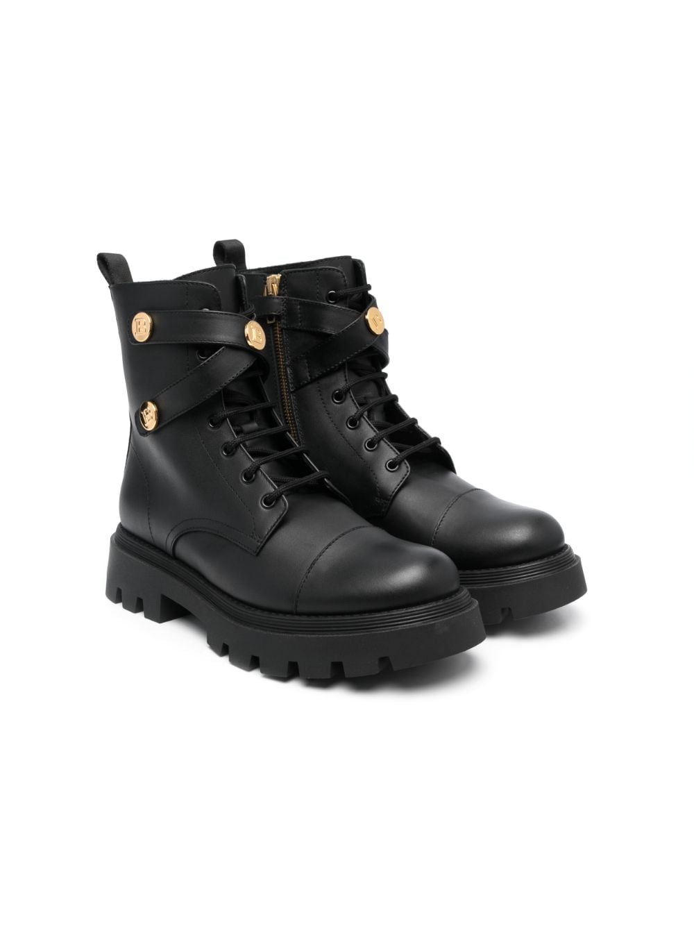 Balmain Kids lace-up 50mm combat boots - Black von Balmain Kids