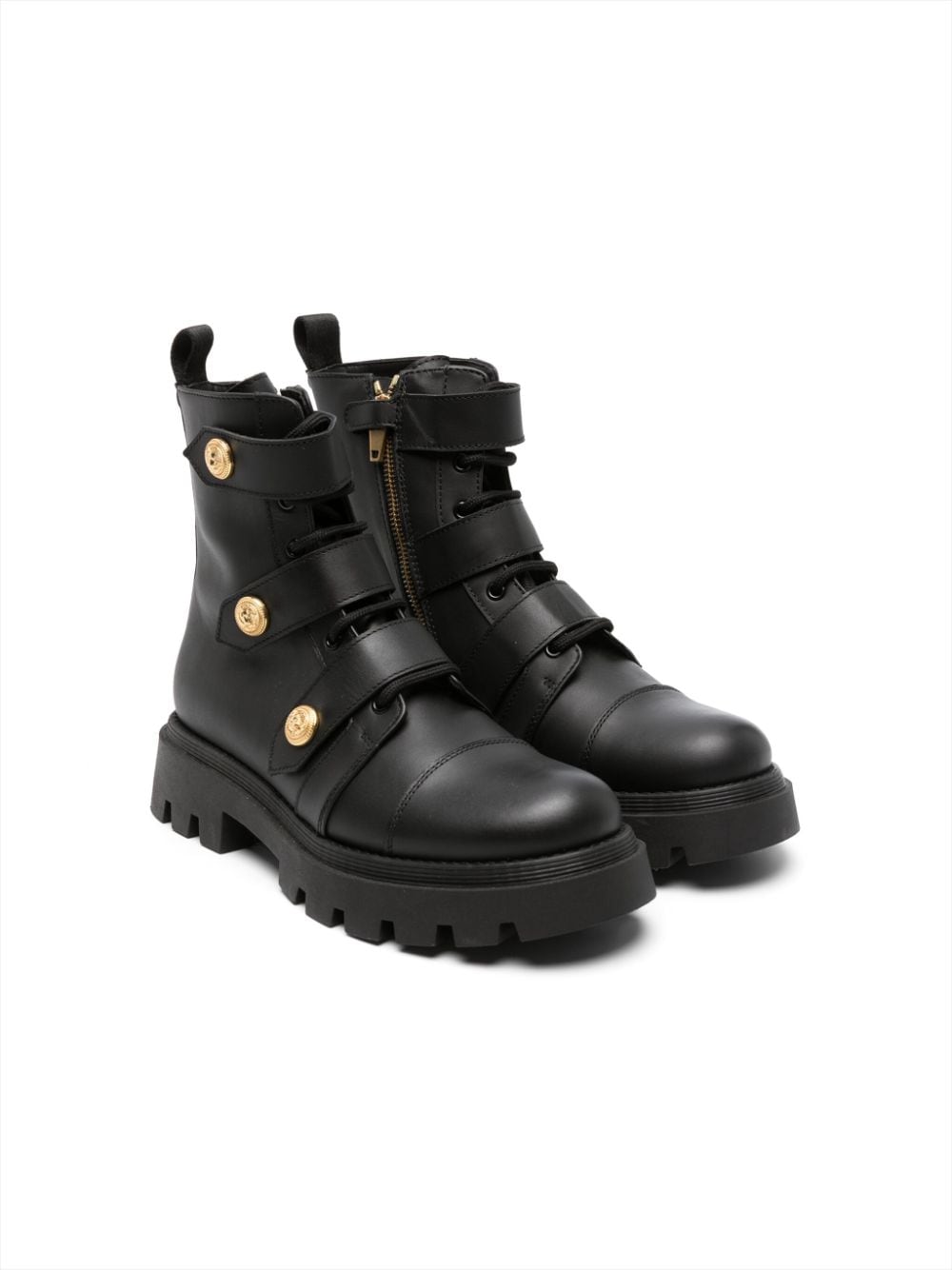 Balmain Kids button-embellished leather boots - Black von Balmain Kids