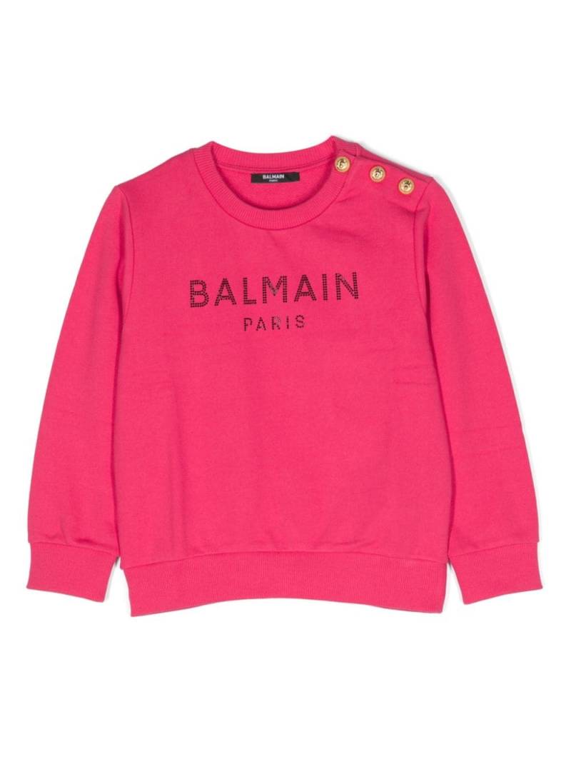 Balmain Kids logo-embellished cotton sweatshirt - Pink von Balmain Kids