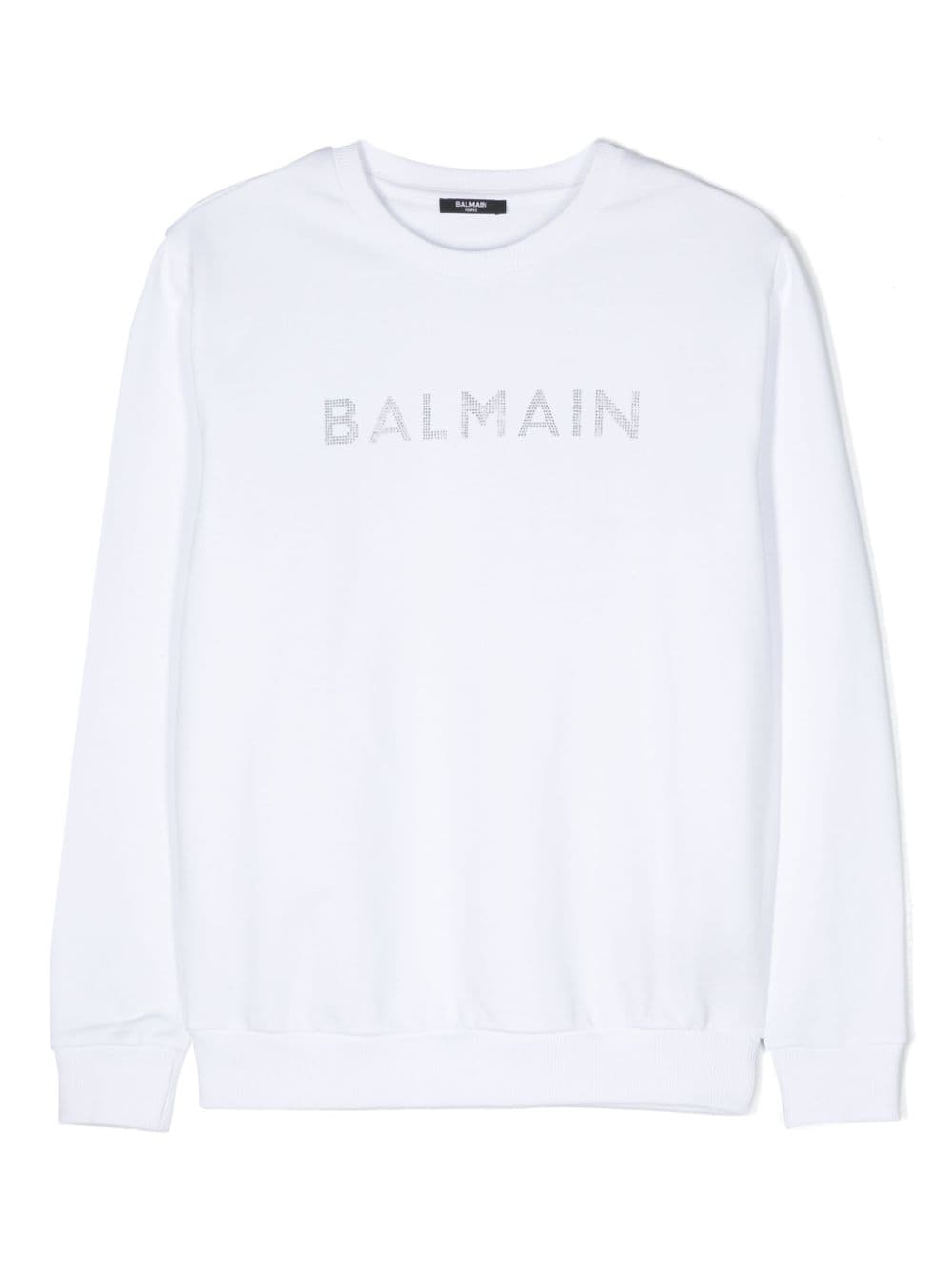 Balmain Kids logo-embellished cotton sweatshirt - White von Balmain Kids