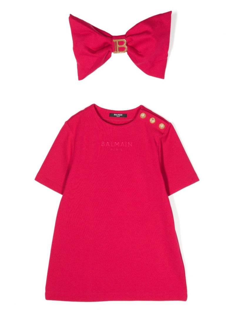 Balmain Kids logo-embroidered T-shirt dress set - Pink von Balmain Kids