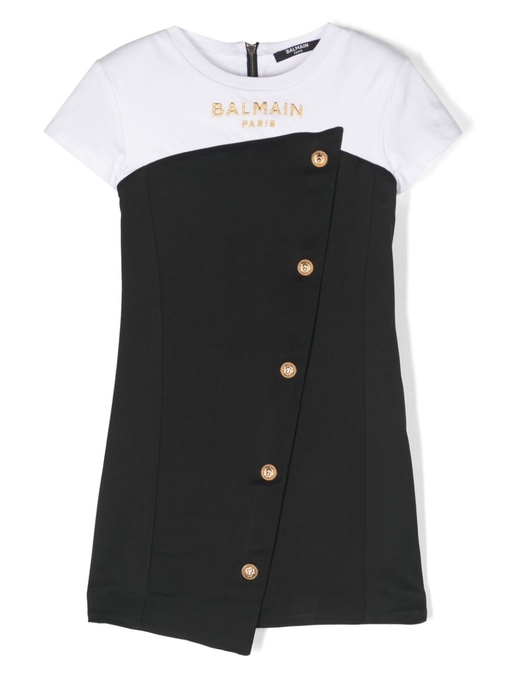 Balmain Kids logo-embroidered button-up dress - Black von Balmain Kids