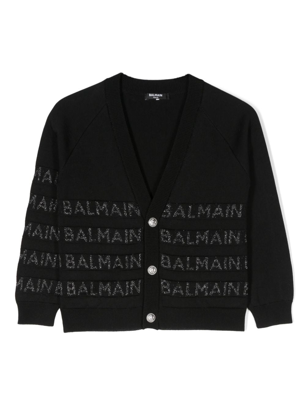 Balmain Kids logo-embroidered cardigan - Black von Balmain Kids