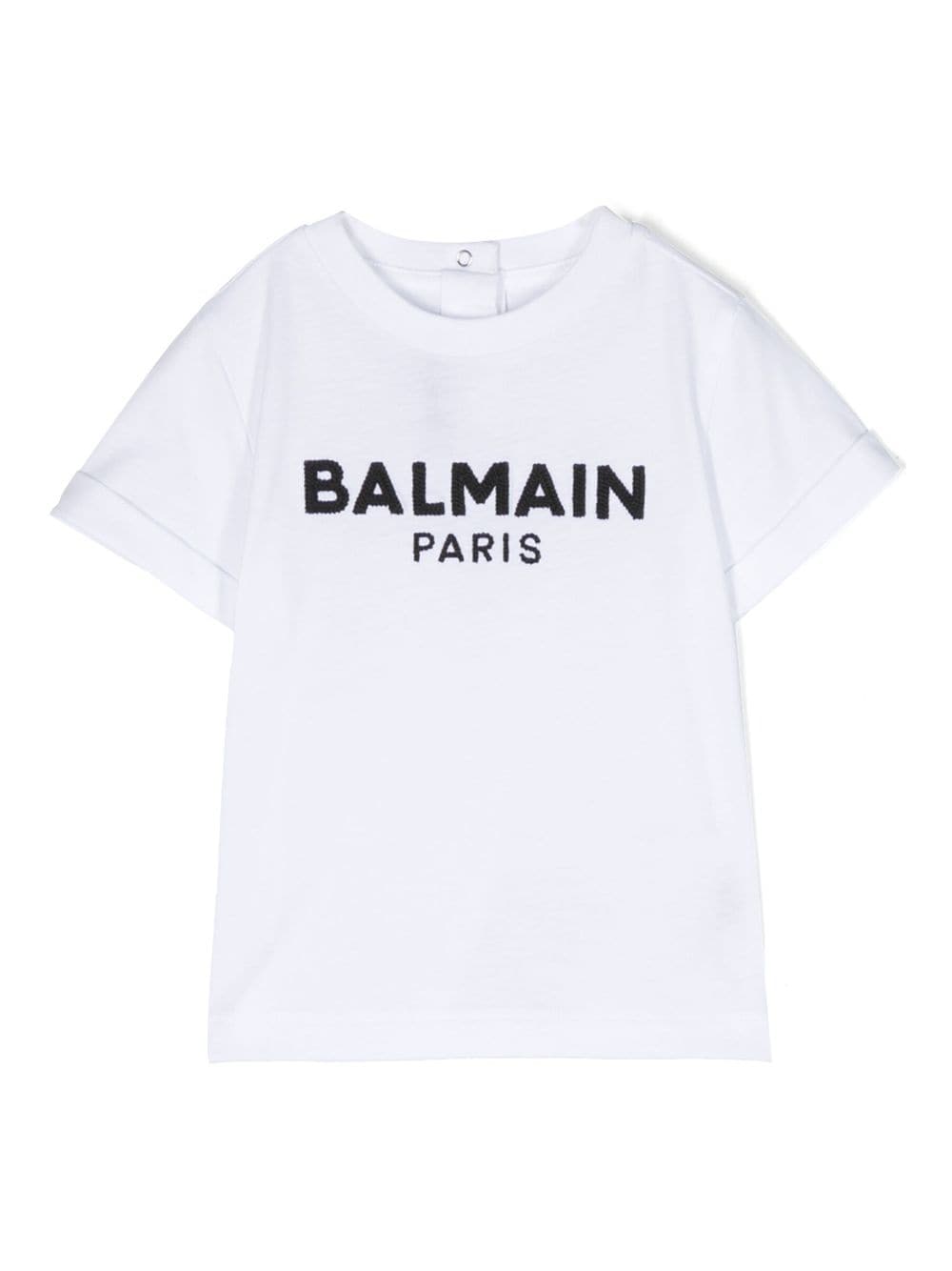 Balmain Kids logo-embroidered cotton T-shirt - White von Balmain Kids