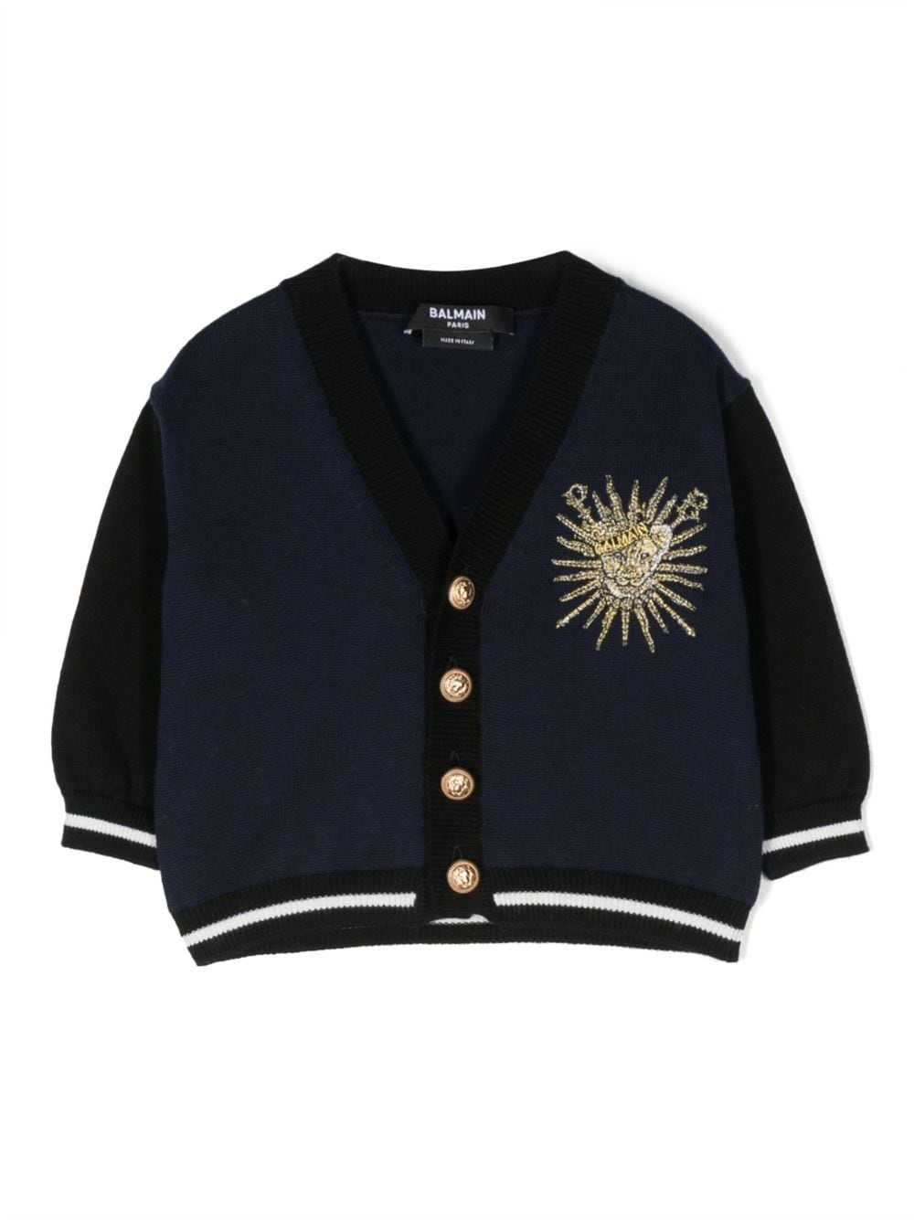 Balmain Kids logo-embroidered cotton cardigan - Blue von Balmain Kids