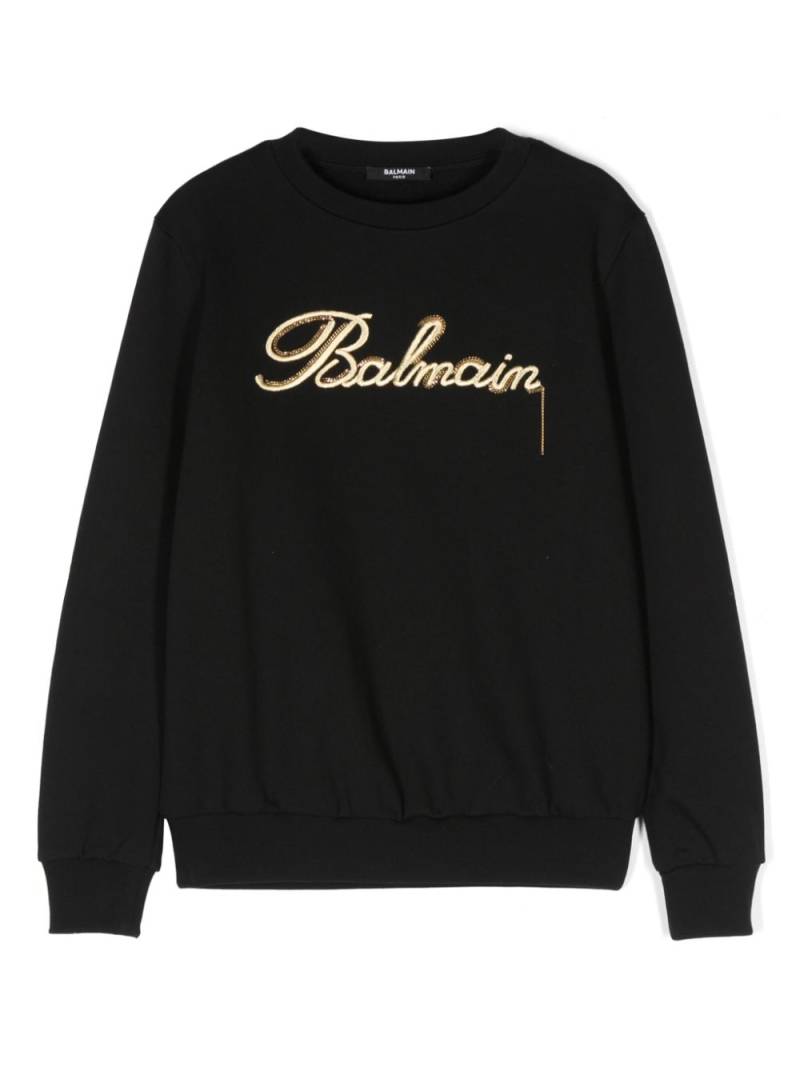 Balmain Kids logo-embroidered cotton sweatshirt - Black von Balmain Kids