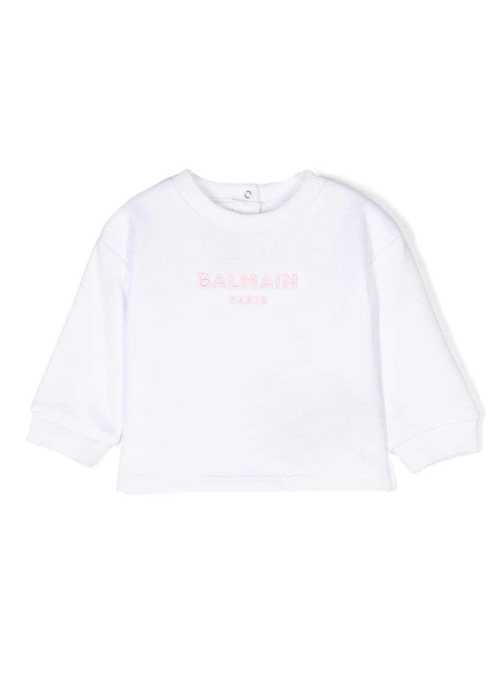 Balmain Kids logo-embroidered cotton sweatshirt - White von Balmain Kids