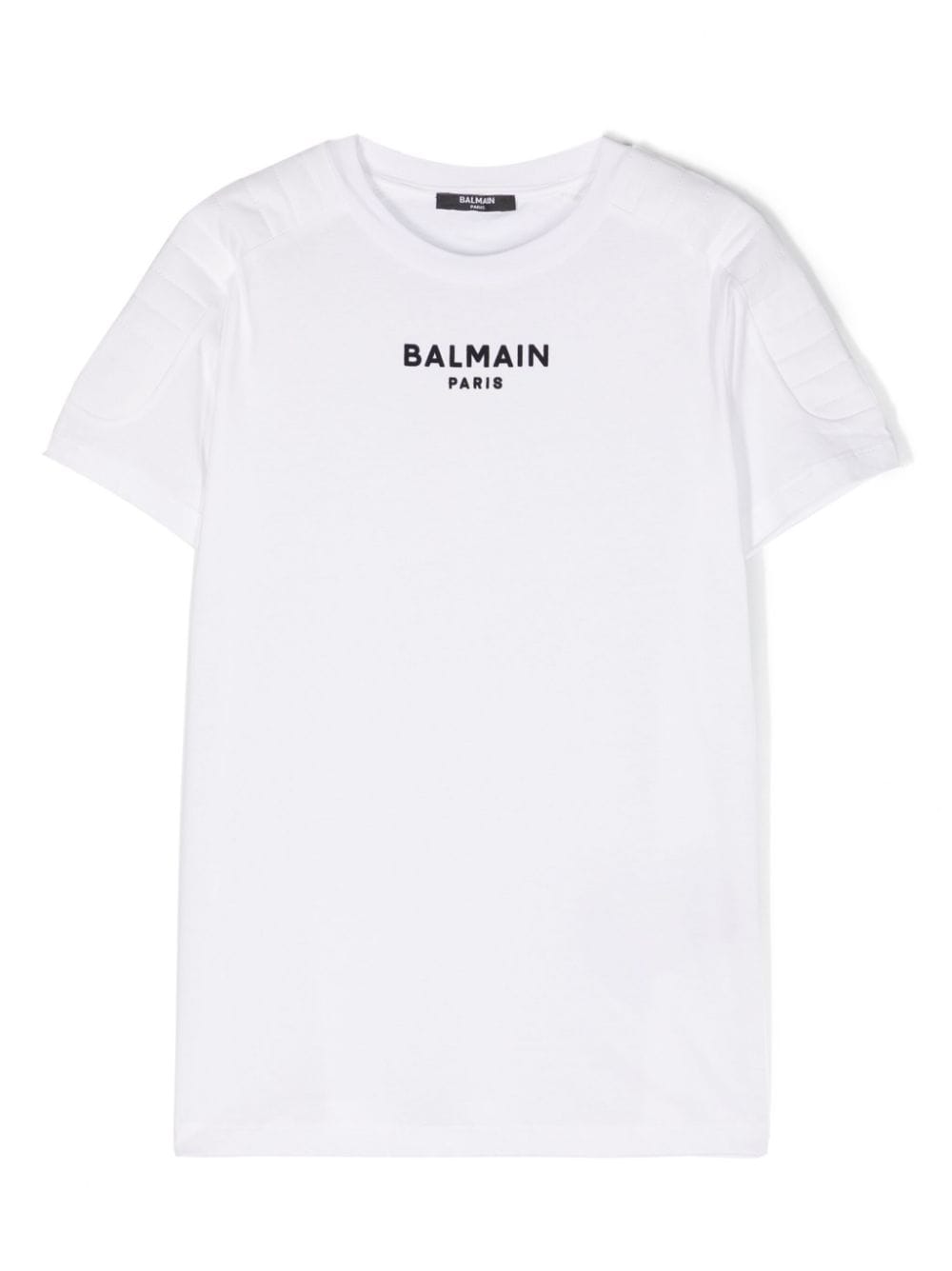 Balmain Kids logo-embroidered embossed-shoulders T-shirt - White von Balmain Kids