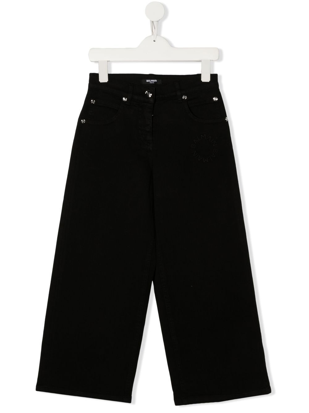 Balmain Kids logo-embroidered wide-leg jeans - Black von Balmain Kids