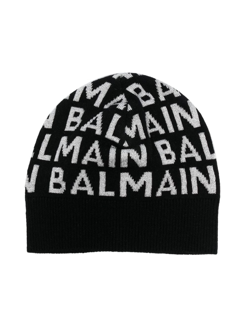 Balmain Kids logo-intarsia knitted beanie - Black von Balmain Kids