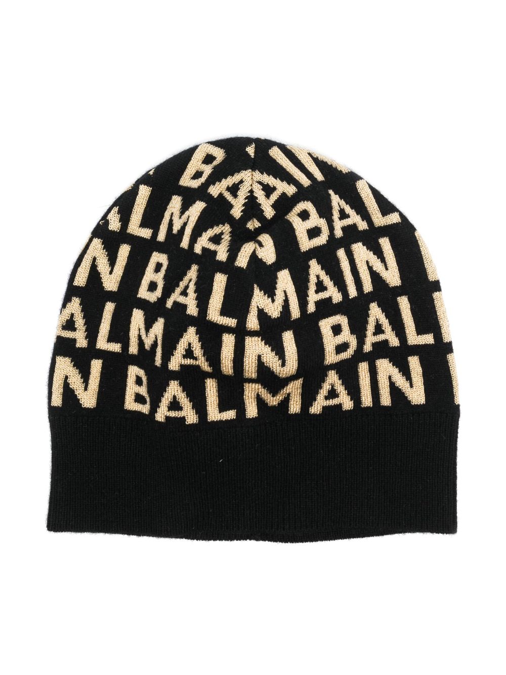 Balmain Kids logo-intarsia knitted beanie - Black von Balmain Kids