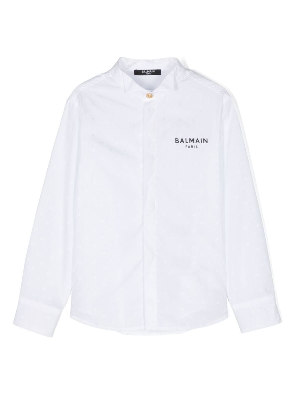 Balmain Kids logo-jacquard cotton shirt - White von Balmain Kids