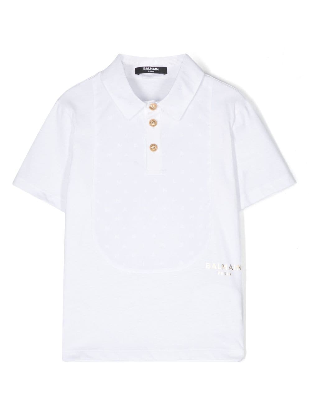 Balmain Kids logo-jacquard polo shirt - White von Balmain Kids