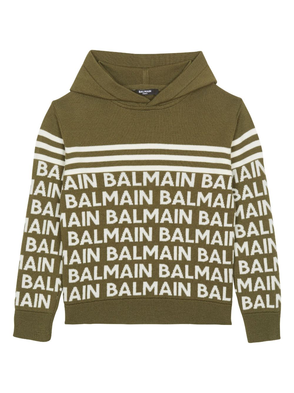 Balmain Kids logo-lettering knitted hoodie - Green von Balmain Kids