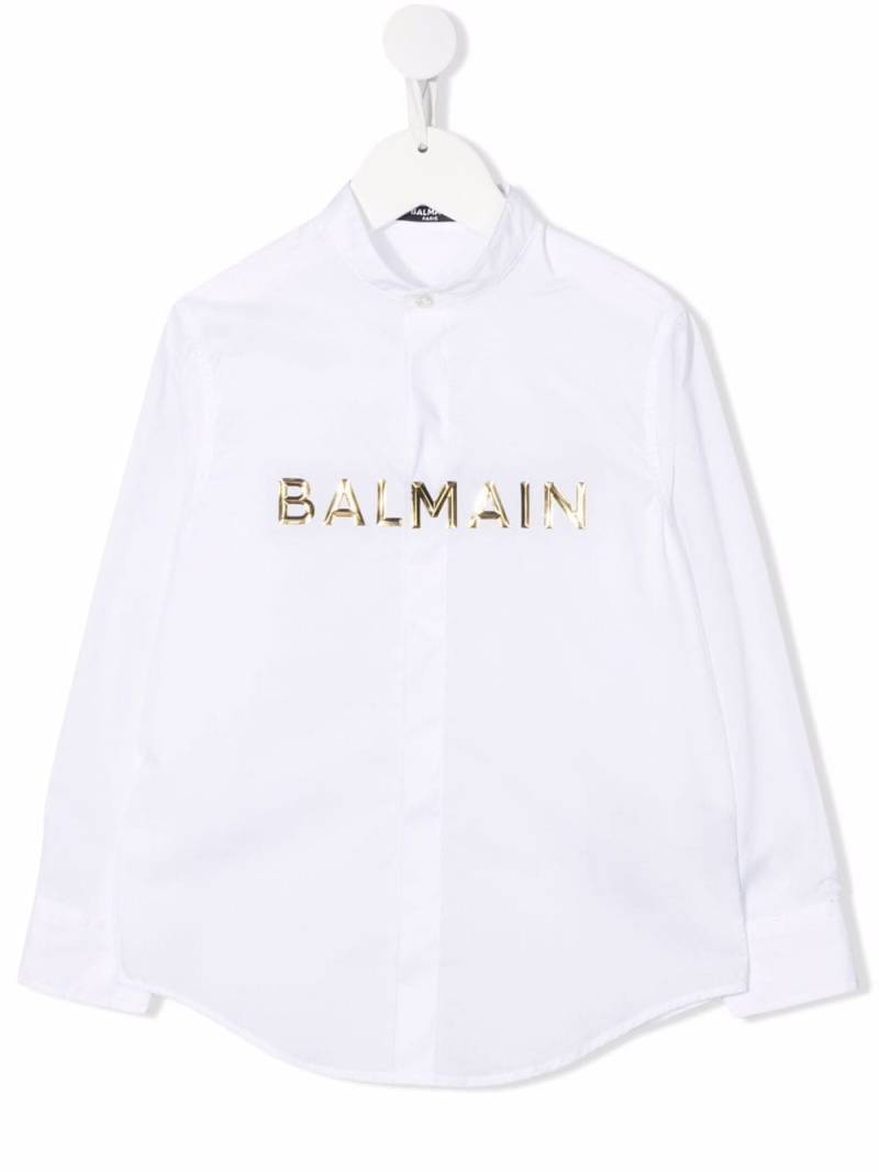 Balmain Kids logo-lettering long-sleeve shirt - White von Balmain Kids