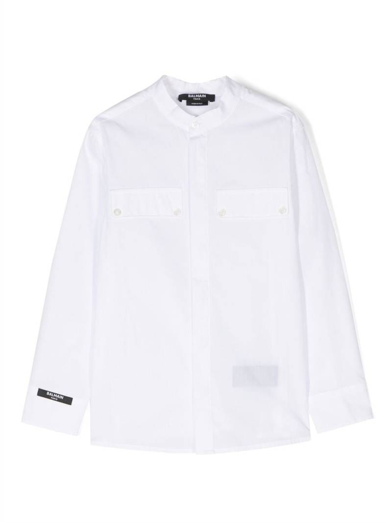 Balmain Kids logo-patch long-sleeve shirt - White von Balmain Kids