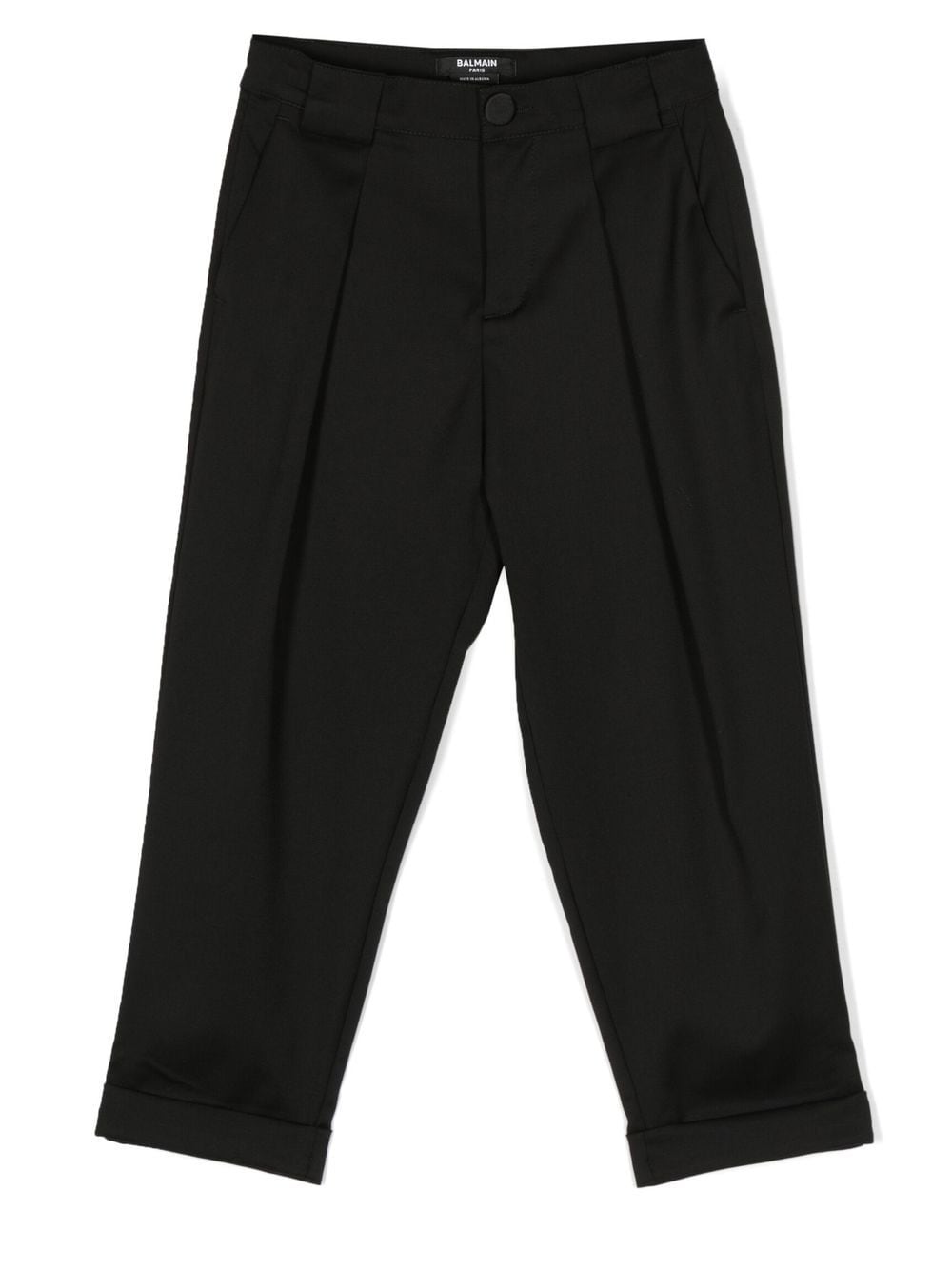 Balmain Kids logo-patch straight-leg trousers - Black von Balmain Kids