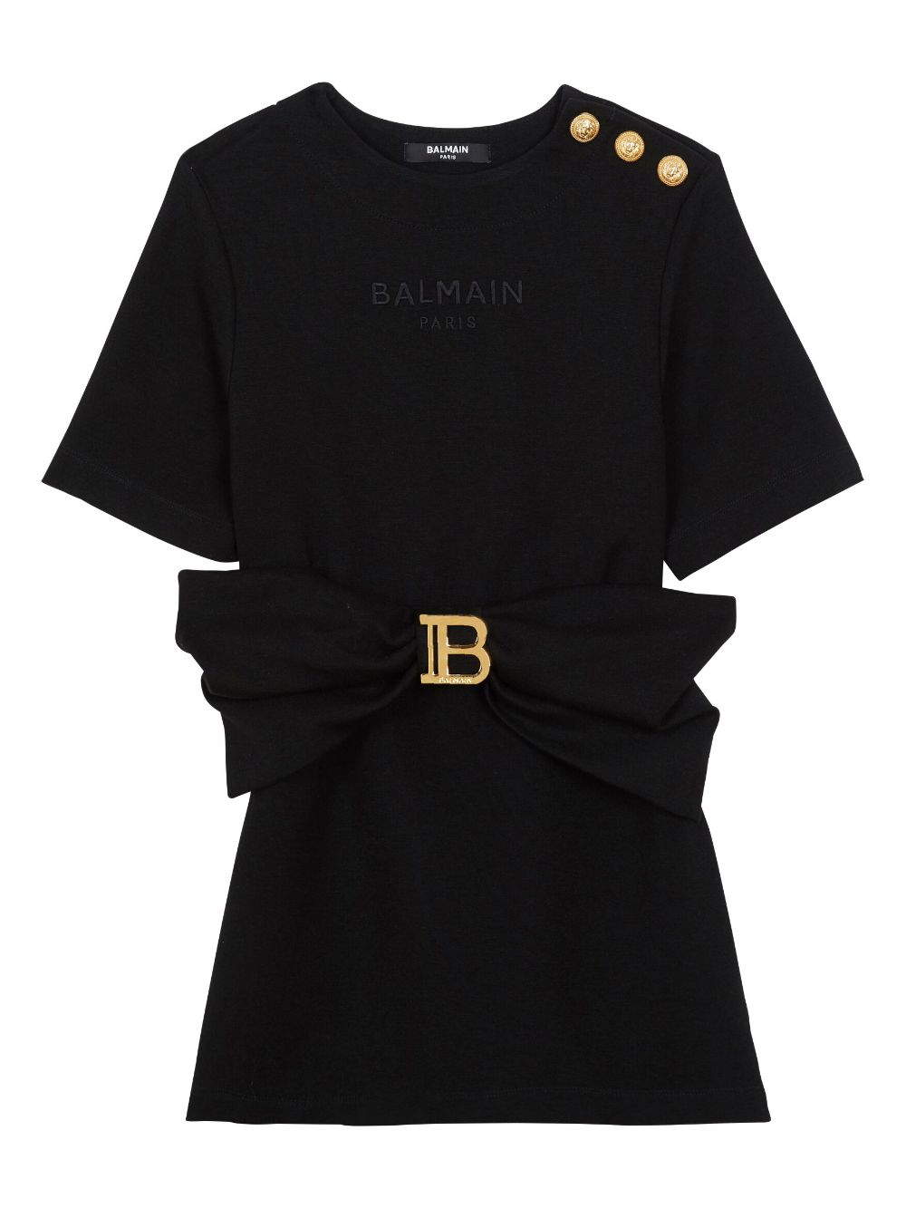 Balmain Kids logo-plaque T-shirt dress - Black von Balmain Kids