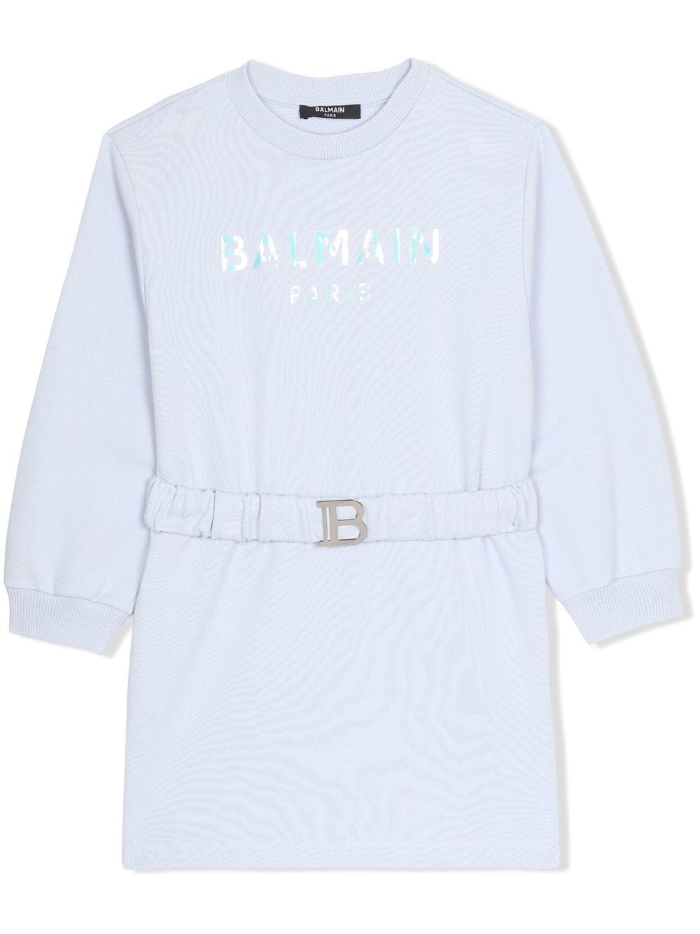 Balmain Kids logo-print belted dress - Blue von Balmain Kids