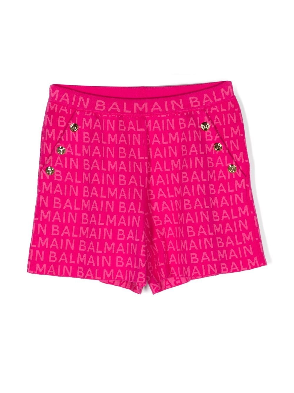 Balmain Kids logo-print button-detail shorts - Pink von Balmain Kids