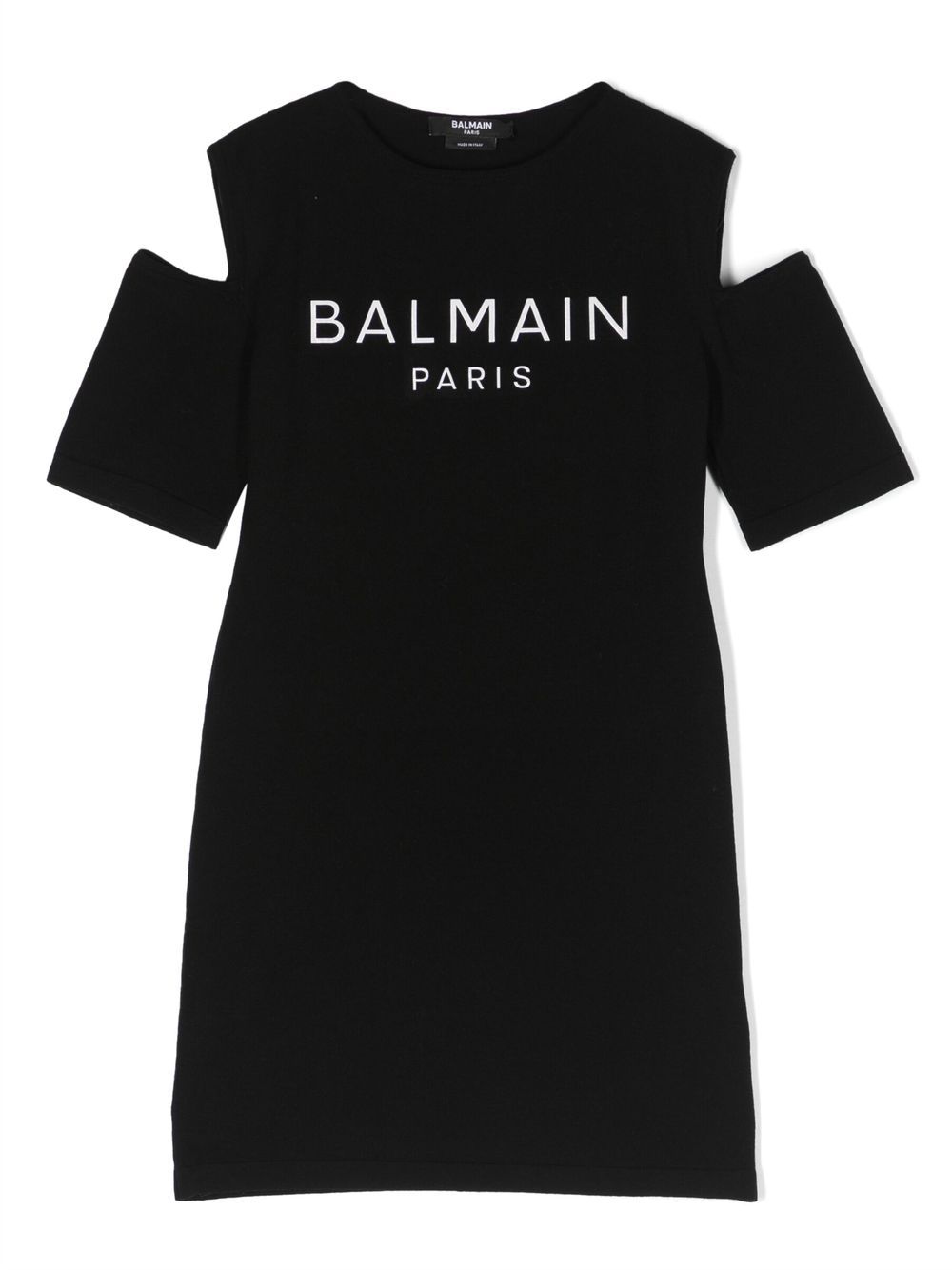 Balmain Kids logo-print cold-shoulder dress - Black von Balmain Kids