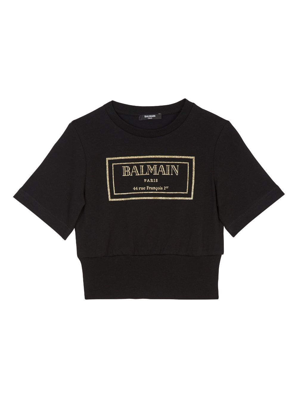 Balmain Kids logo-print cotton cropped T-shirt - Black von Balmain Kids