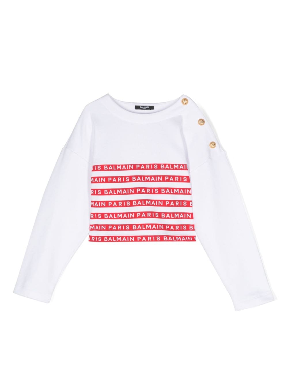 Balmain Kids logo-print cotton jumper - White von Balmain Kids