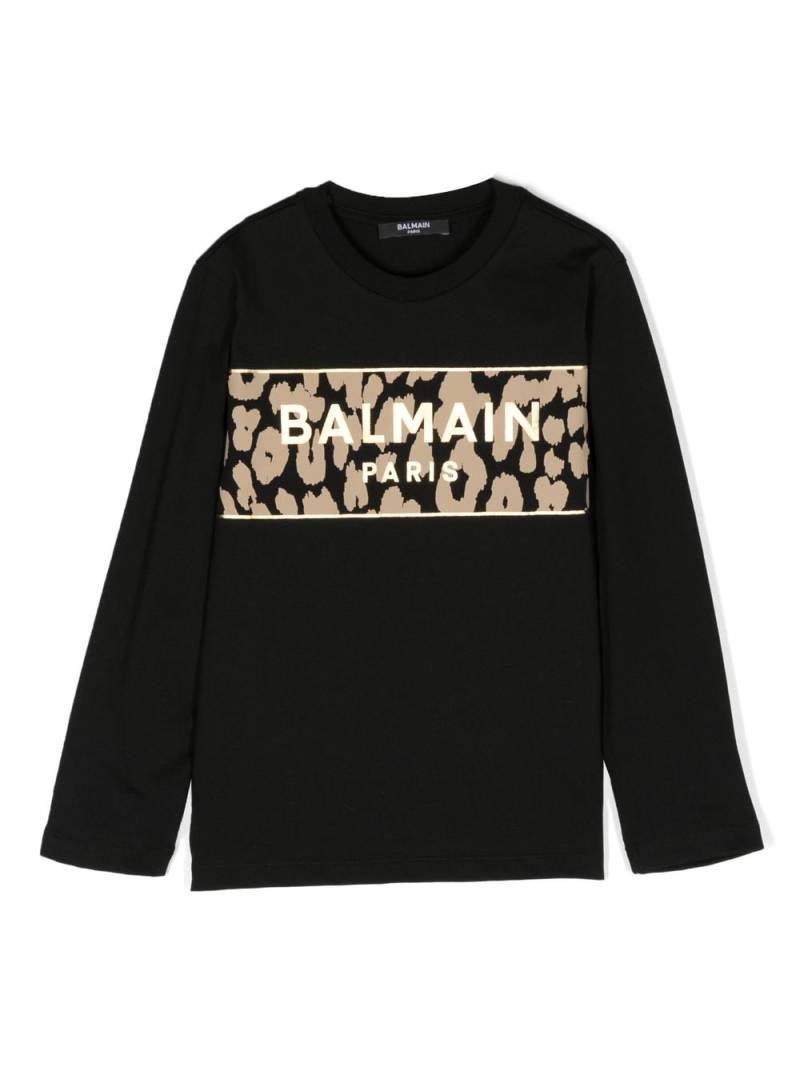 Balmain Kids logo-print cotton sweatshirt - Black von Balmain Kids